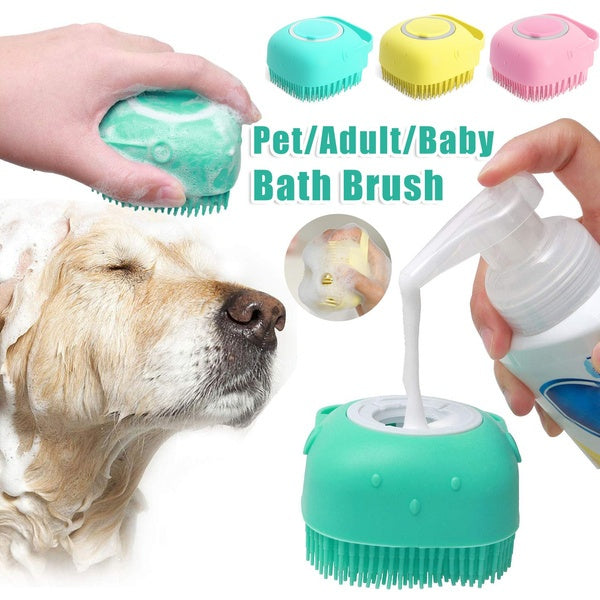 Silicone Dog Bath Massage Gloves Brush Pet Cat Bathroom Cleaning Tool Comb Brush For Dog Can Pour Shampoo Dog Grooming Supplies